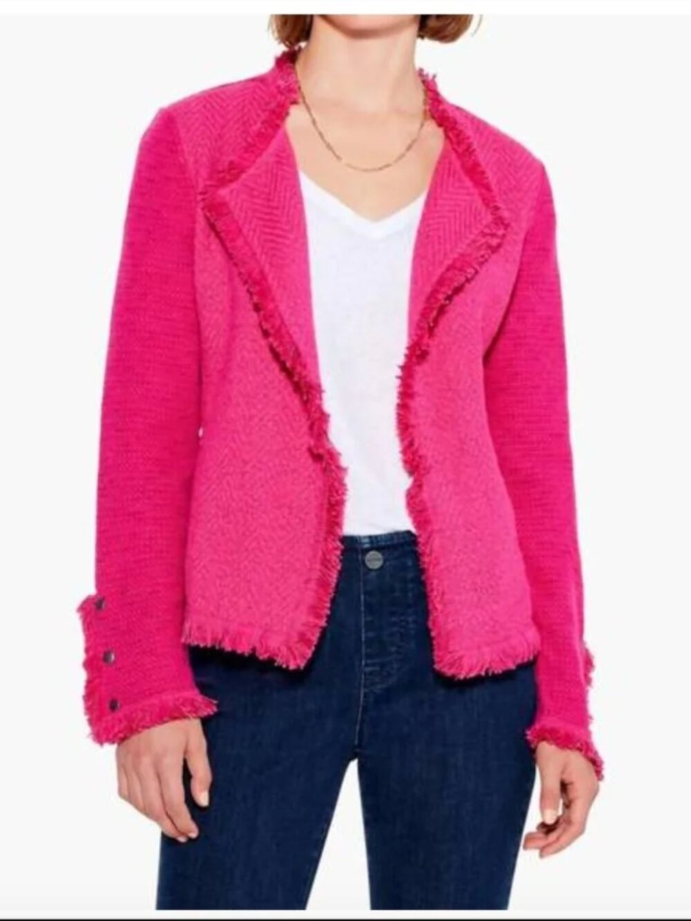 NIC+ZOE Fringed Knit Blazer Size M